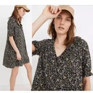 Madewell Ruffle Button-Front Trapeze Dress in Folkmagic Floral